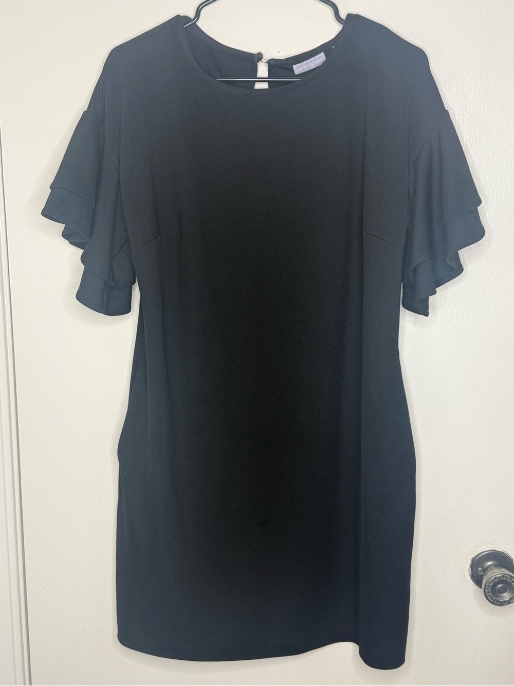 New York & Company Black Ruffle Sleeve Sheath Dress Size M with Pockets